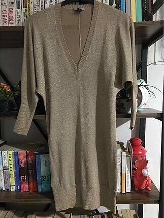 Gold triko mini elbise