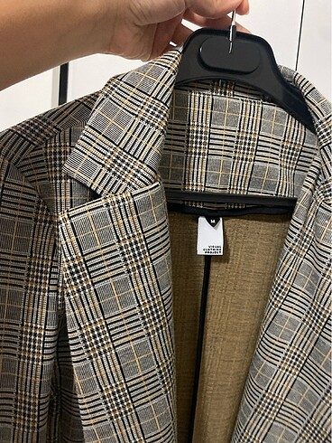 m Beden camel Renk Crop çizgili kısa blazer Çok tarz!!