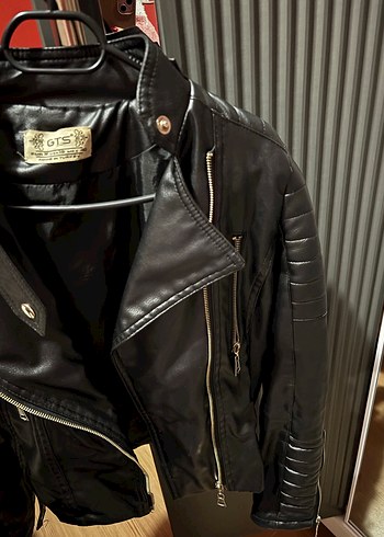 Kadın Siyah Deri Biker Ceket Kürklü - Görsel 7