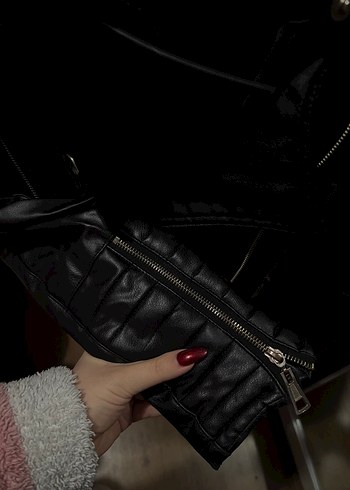 Kadın Siyah Deri Biker Ceket Kürklü - Görsel 8