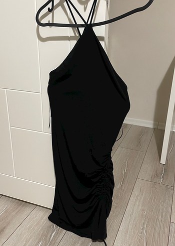 Bershka Uzun Siyah Drapeli Kadın Elbise