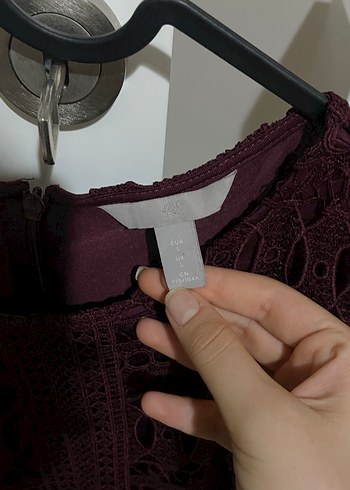 l Beden HM Bordo Dantel Mini elbise