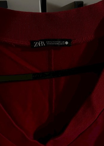 Zara Zara Kırmızı V Yaka Uzun Kollu Elbise