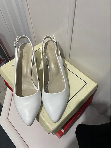 Beyaz ayakkabı stiletto - Görsel 5