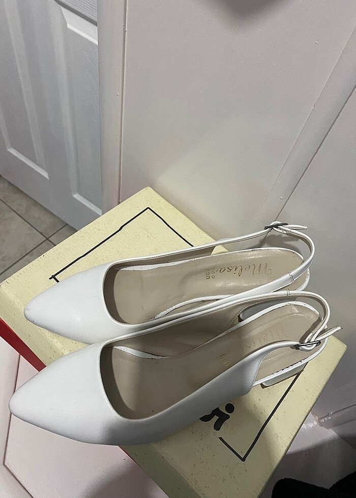 Beyaz ayakkabı stiletto - Görsel 4