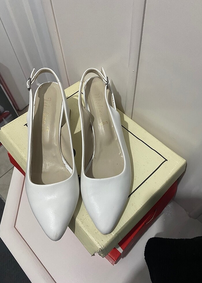 Beyaz ayakkabı stiletto - Görsel 5