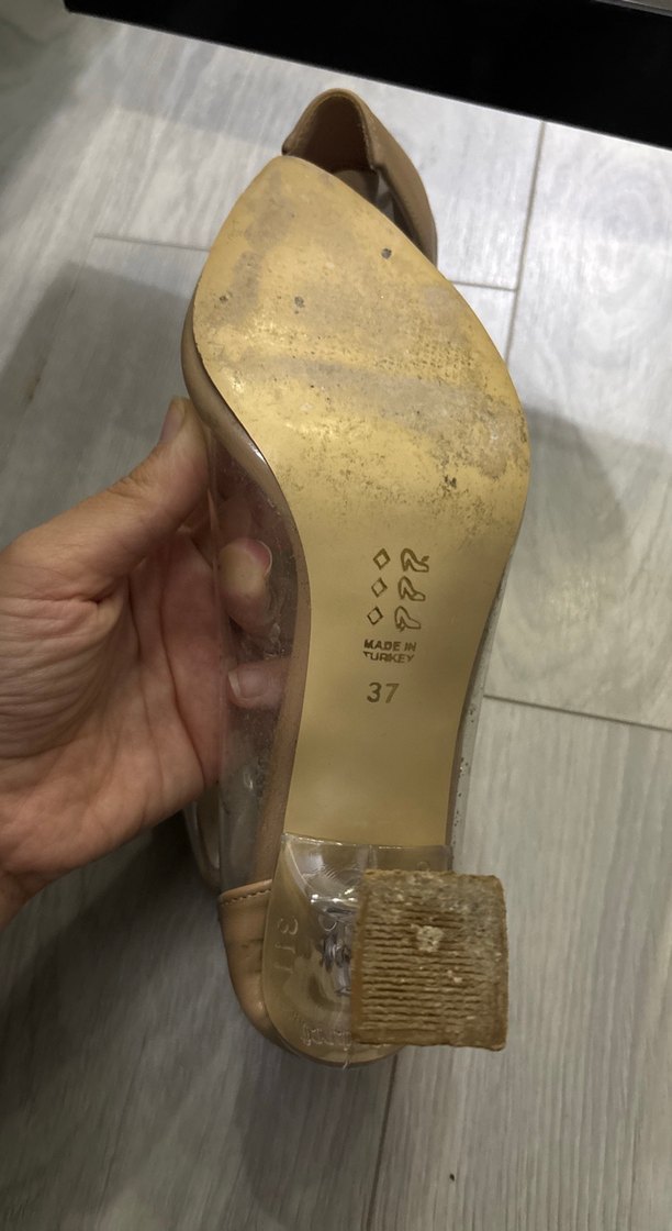 Bej Parlak Taşlı Stiletto Abiye Ayakkabı - Görsel 3