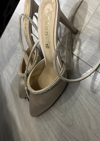 Bej Stiletto Topuklu Kadın Abiye Ayakkabı - Görsel 3