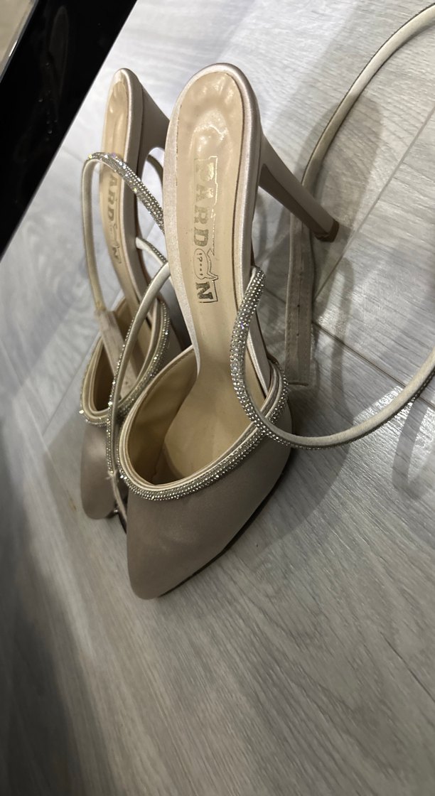 Bej Stiletto Topuklu Kadın Abiye Ayakkabı - Görsel 3