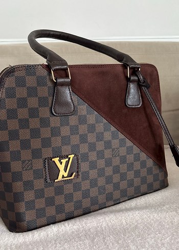 Kahverengi Kadın Süet Kareli Omuz Çantası - Görsel 2