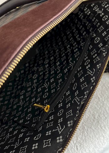 Kahverengi Kadın Süet Kareli Omuz Çantası - Görsel 5