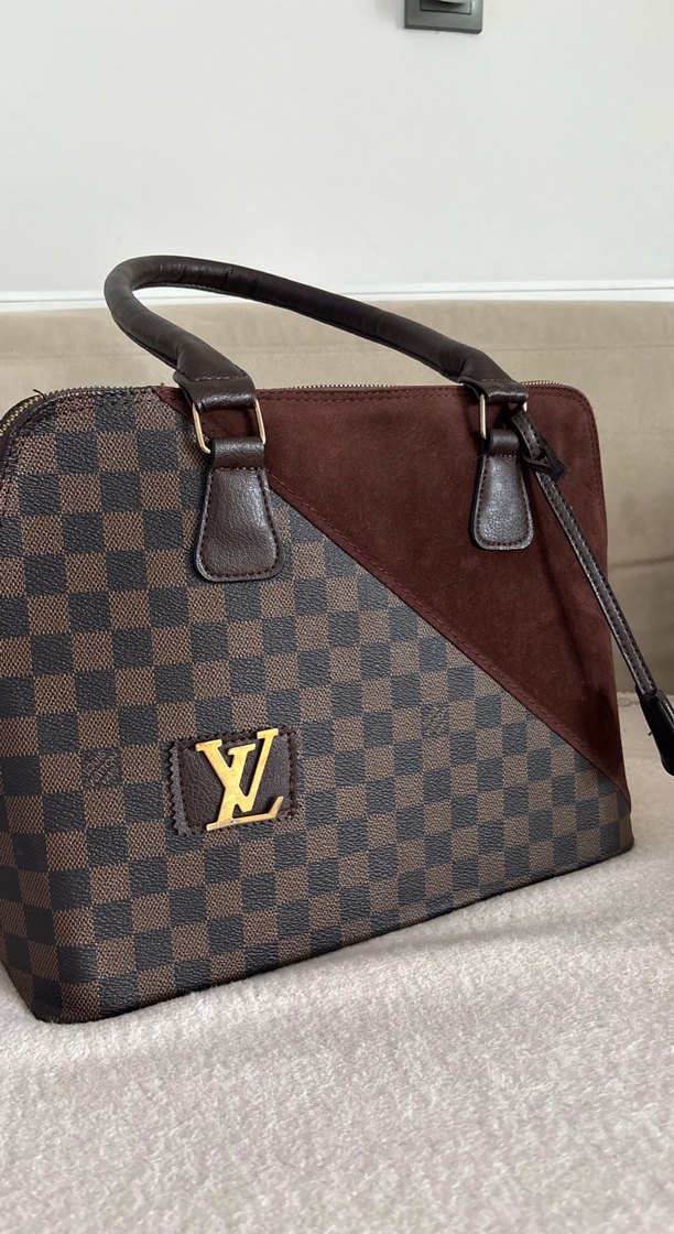 Kahverengi Kadın Süet Kareli Omuz Çantası - Görsel 2