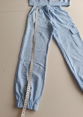 Kızlar için Mavi Denim Sweatshirt ve Eşofman Takımı - Görsel 5