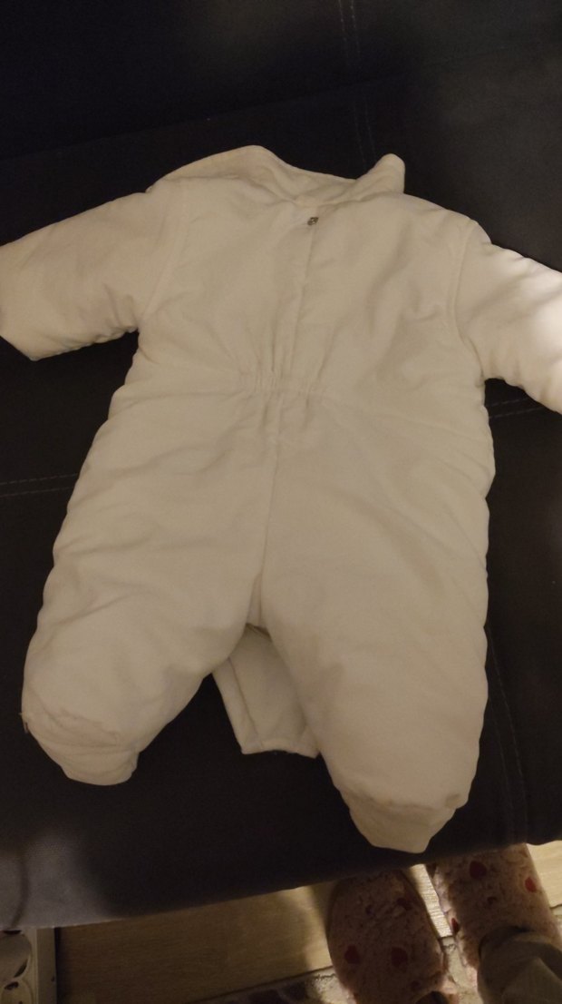 Beyaz Kürklü Kız Bebek Kayak Tulumu - Görsel 3