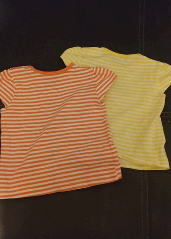 Kız Çocuk Sarı Çizgili Kısa Kollu Tişört - Görsel 4