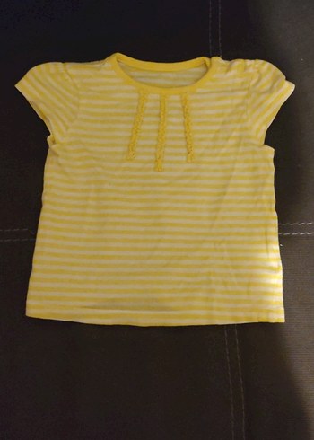 Kız Çocuk Sarı Çizgili Kısa Kollu Tişört - Görsel 3