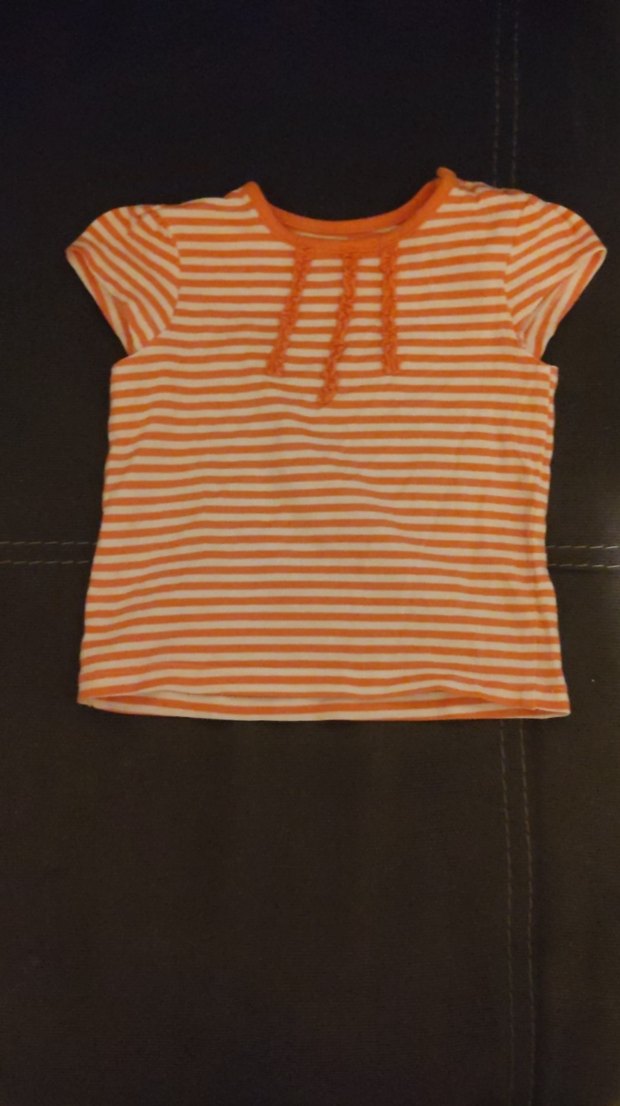 Kız Çocuk Sarı Çizgili Kısa Kollu Tişört - Görsel 2