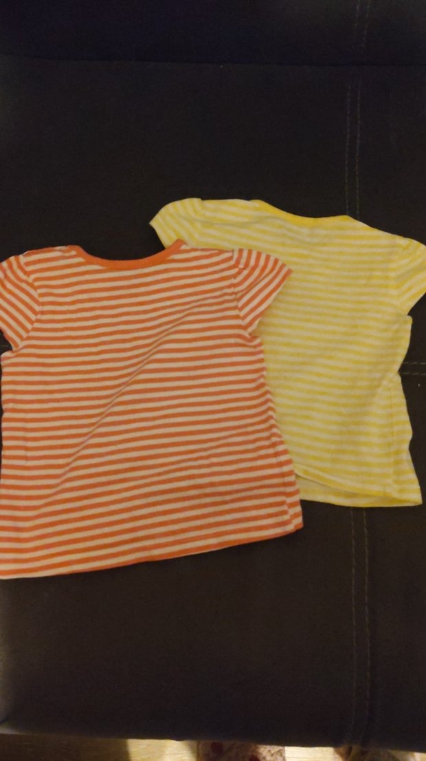 Kız Çocuk Sarı Çizgili Kısa Kollu Tişört - Görsel 4