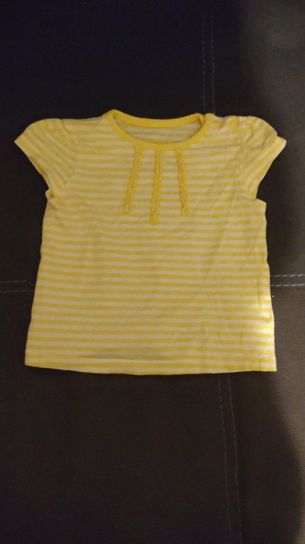 Kız Çocuk Sarı Çizgili Kısa Kollu Tişört - Görsel 3