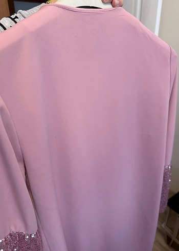 Uzun Pembe Parlak Kadın tunik - Görsel 4