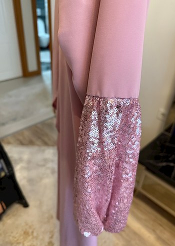 Uzun Pembe Parlak Kadın tunik - Görsel 5