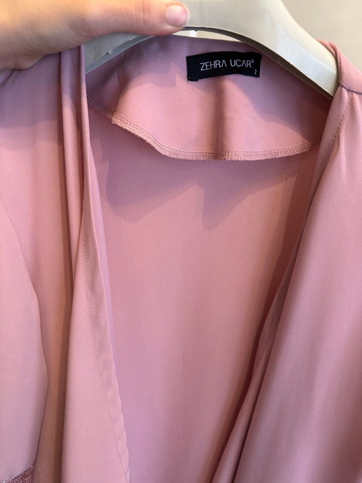 Uzun Pembe Parlak Kadın tunik - Görsel 3
