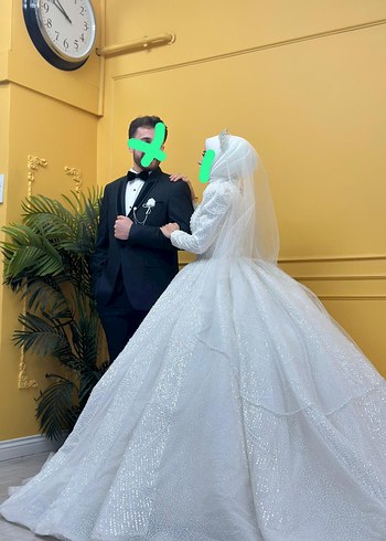 Uzun Kollu Beyaz Prenses Gelinlik - Görsel 5