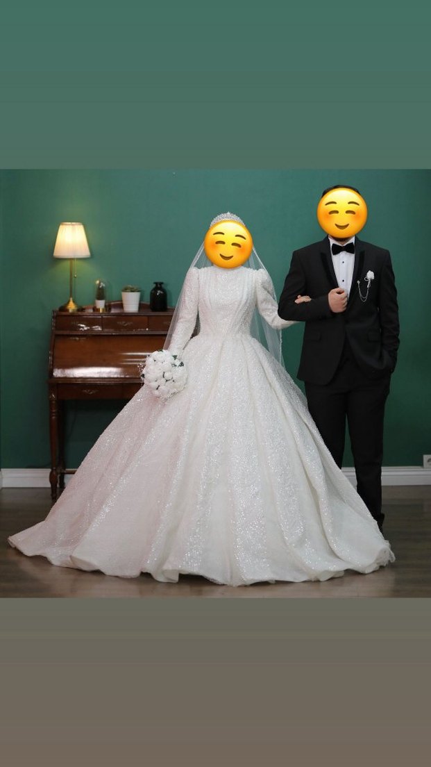 Uzun Kollu Beyaz Prenses Gelinlik - Görsel 4