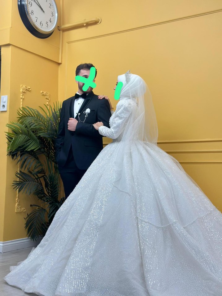 Uzun Kollu Beyaz Prenses Gelinlik - Görsel 5