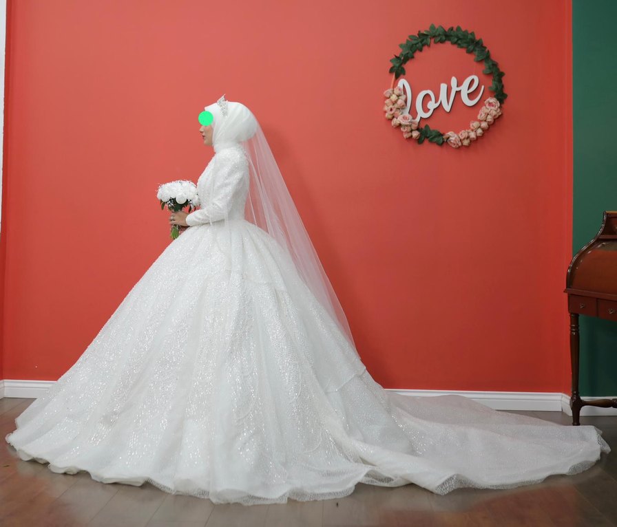 Uzun Kollu Beyaz Prenses Gelinlik - Görsel 2