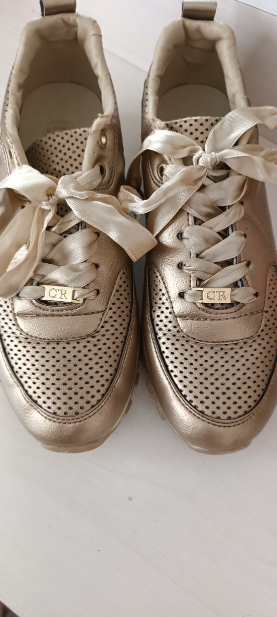 Bej Yılan Desenli Bağcıklı Kadın Spor Ayakkabı - Görsel 4