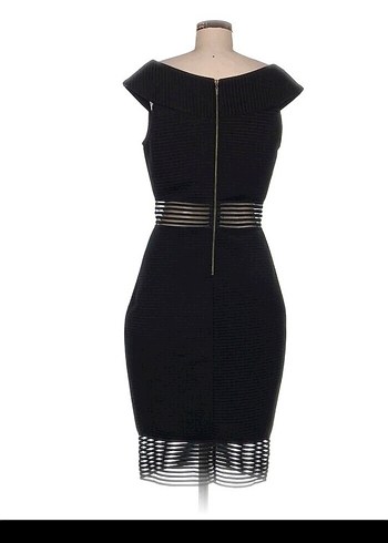 Siyah Bel Detaylı Straplez Midi Elbise - Görsel 6