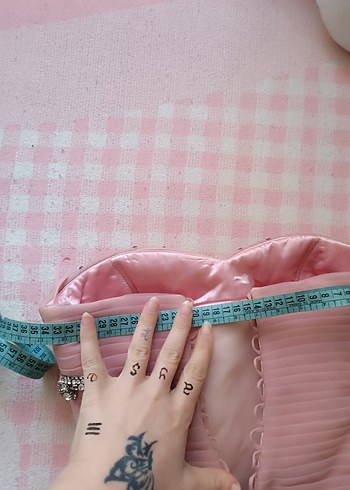 Pudra Pembe Straplez Uzun Abiye Elbise nişan nikah elbisesi - Görsel 11