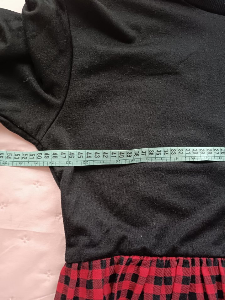 Uzun Kollu Siyah ve Kırmızı Elbise - Görsel 4