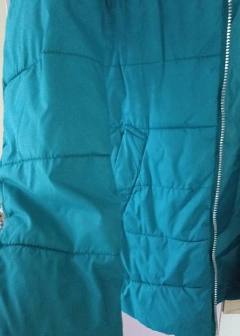 Turkuaz Fermuarlı Kadın Midi Kaban mont - Görsel 5