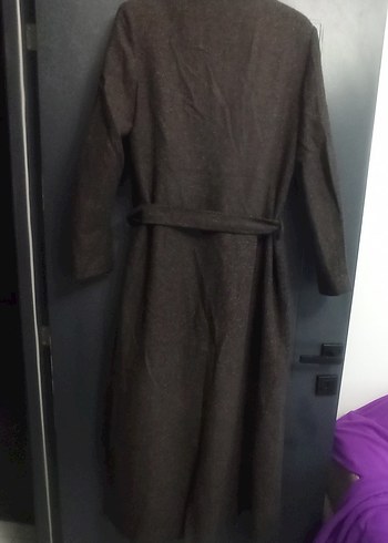 Kahverengi Kuşaklı Uzun Kadın Kaban - Görsel 8