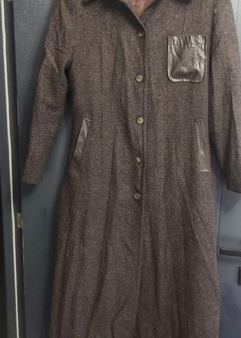 Kahverengi Kuşaklı Uzun Kadın Kaban - Görsel 6