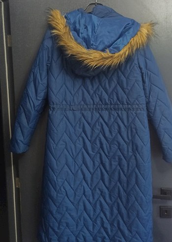 Uzun Lacivert Kadın Kışlık Mont sorunsuz - Görsel 3