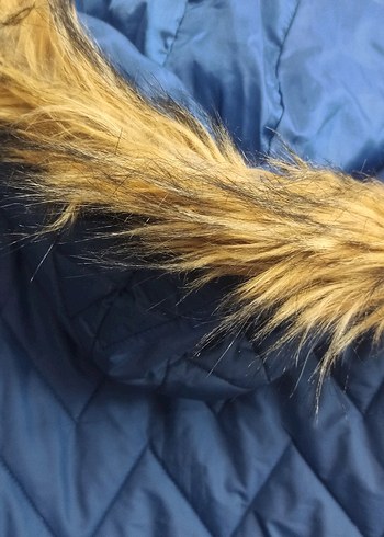 Uzun Lacivert Kadın Kışlık Mont sorunsuz - Görsel 5