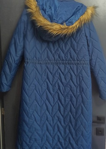 Uzun Lacivert Kadın Kışlık Mont sorunsuz - Görsel 4