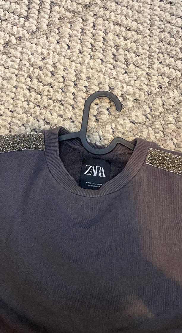 Kapüşonlu kız Çocuk Gri Sweatshirt - Görsel 2