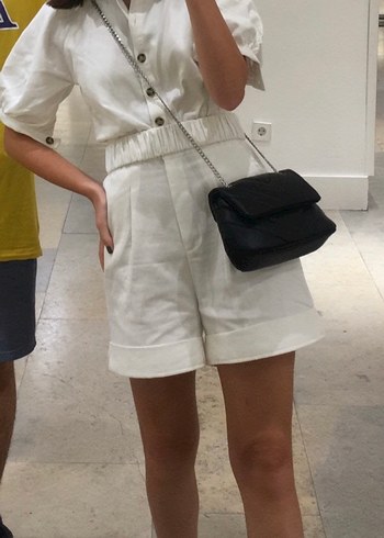 Kadın Beyaz Kısa Kemerli Tulum - Görsel 2