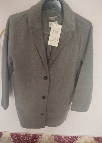 LC Waikiki Gri Düğmeli Midi kız çocuk Kaban - Görsel 3