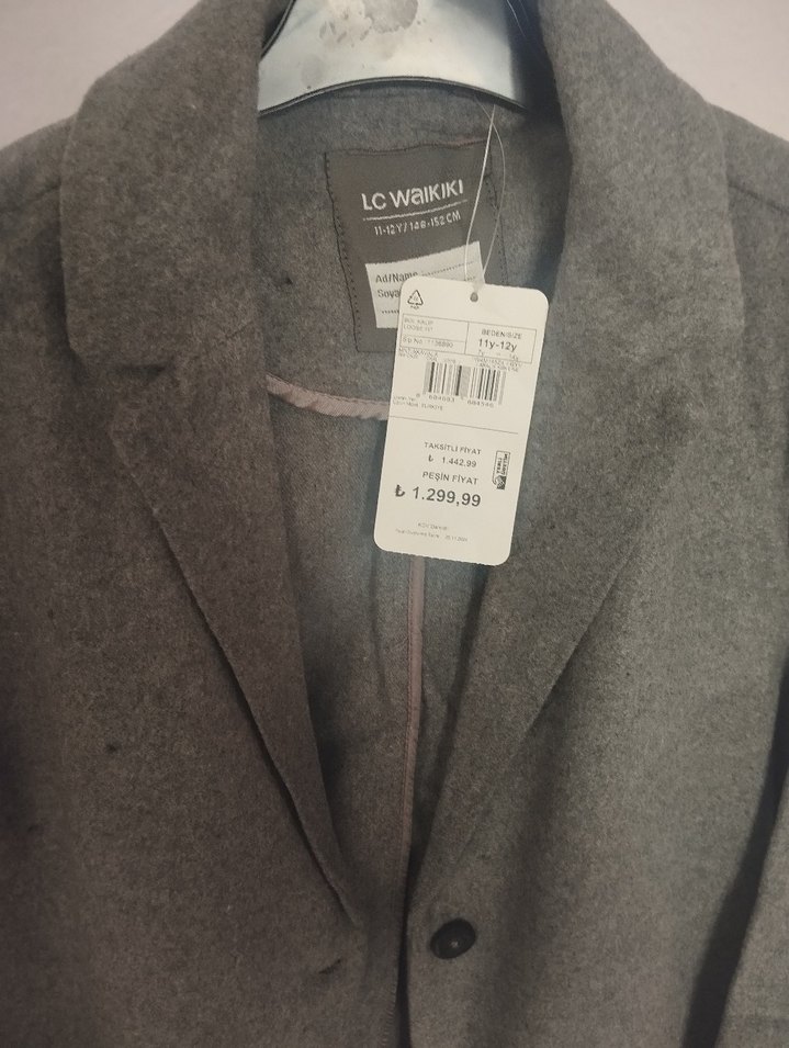 LC Waikiki Gri Düğmeli Midi kız çocuk Kaban - Görsel 2