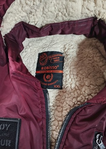 Bordo Fermuarlı Street Wear erkek mont dar klıp l XL bedene olur - Görsel 3