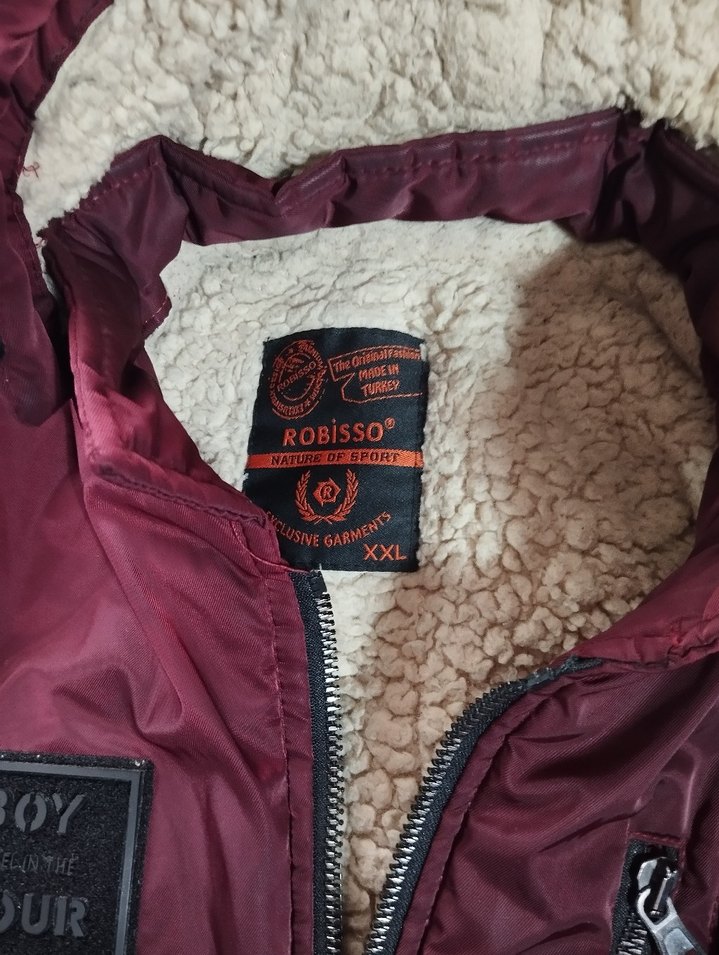 Bordo Fermuarlı Street Wear erkek mont dar klıp l XL bedene olur - Görsel 3