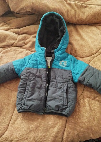 Erkek Çocuk Gri Mavi Kapüşonlu Mont - Görsel 5