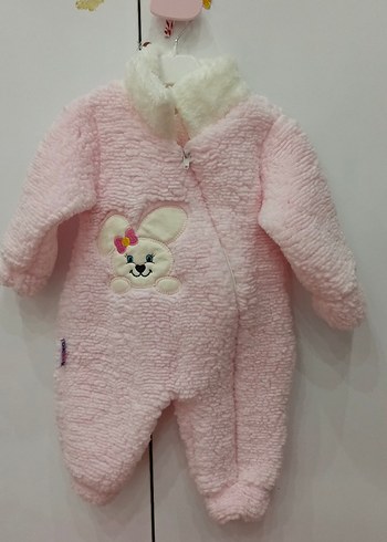 Pembe Kürklü Nakışlı Bebek Tulumu - Görsel 2