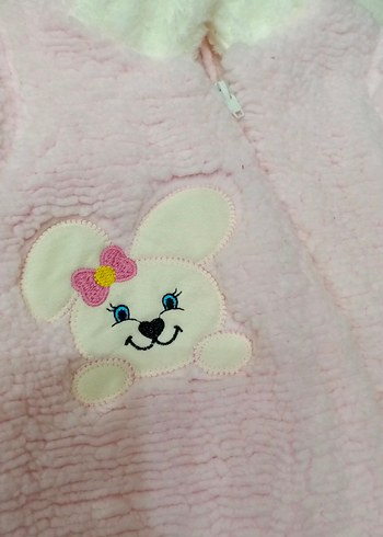 Pembe Kürklü Nakışlı Bebek Tulumu - Görsel 5