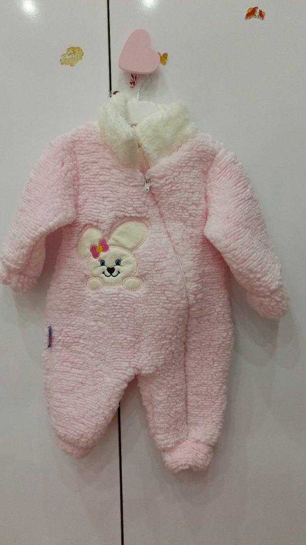 Pembe Kürklü Nakışlı Bebek Tulumu - Görsel 2